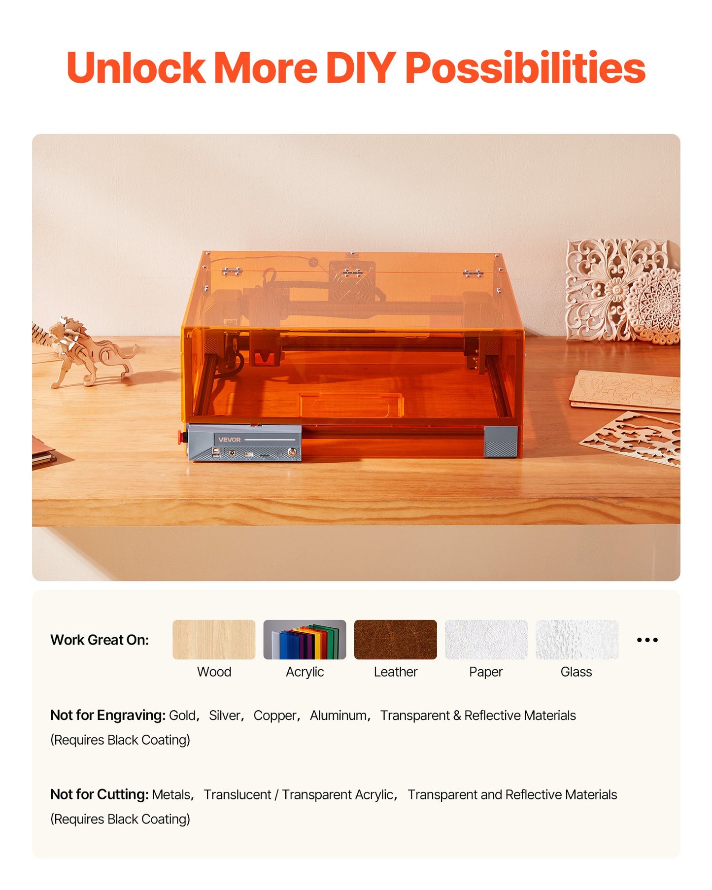 Laser Engraver, 20W, Laser Engraving and Cutting Machine with Enclosure, Laser Cutter Engraver Machine, 7000 mm/min, 11.8 x 11.8 in Working Area, for Wood, Leather, Glass, Certain Metal, Class 1