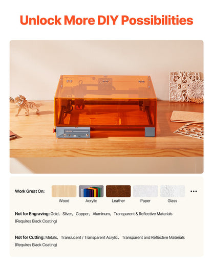 Laser Engraver, 20W, Laser Engraving and Cutting Machine with Enclosure, Laser Cutter Engraver Machine, 7000 mm/min, 11.8 x 11.8 in Working Area, for Wood, Leather, Glass, Certain Metal, Class 1