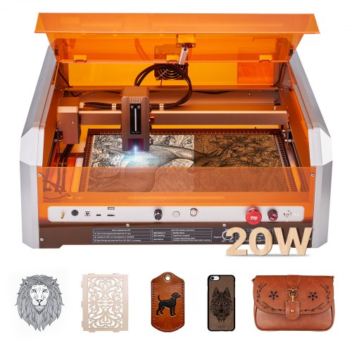 Laser Engraver, 20W, Laser Engraving and Cutting Machine with Enclosure Camera, Laser Cutter, 15.7 x 15.7 in Working Area, 30000 mm/min, for Wood, Leather, Glass, Paper, Certain Metal, Class 1