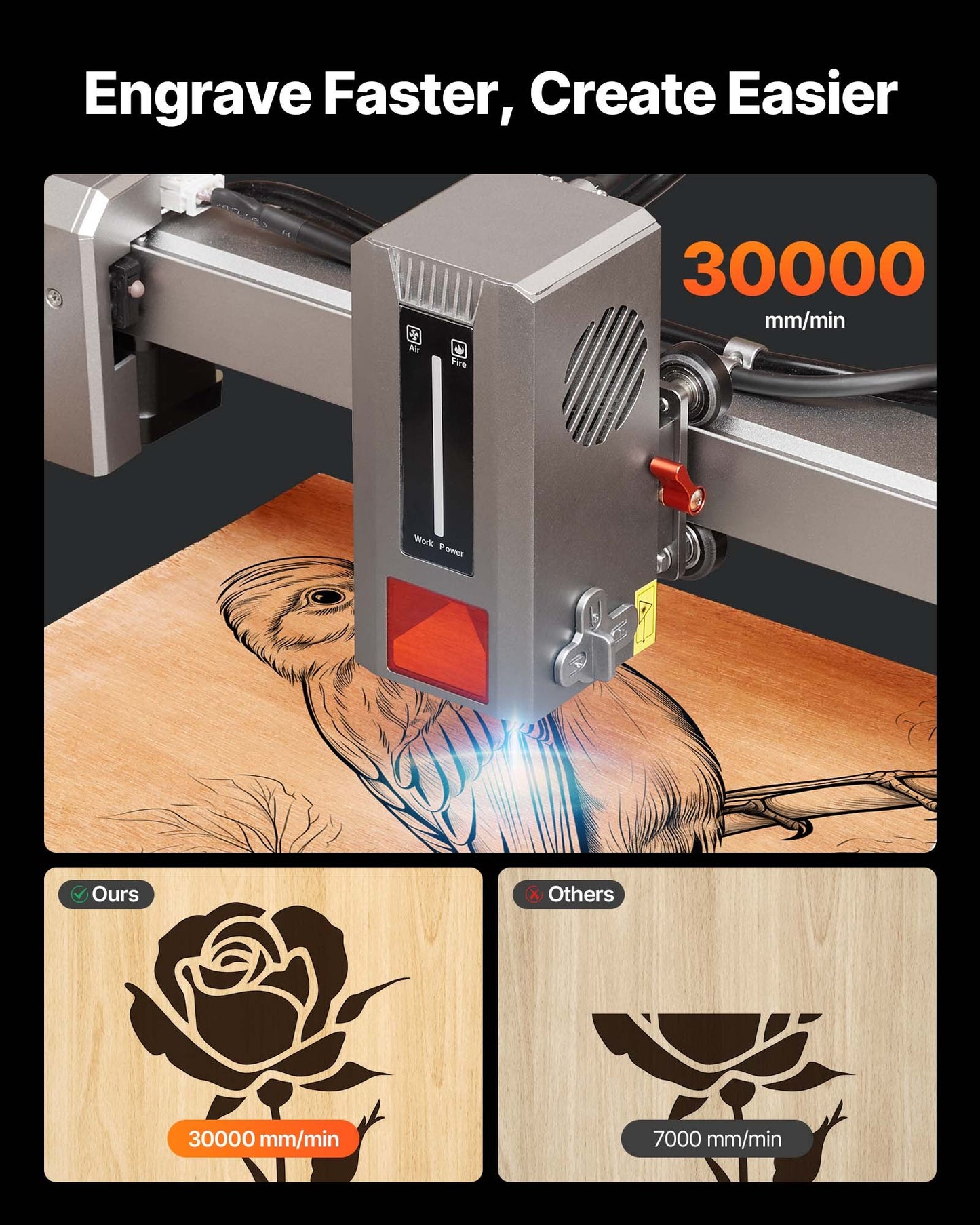 Laser Engraver, 20W, Laser Engraving and Cutting Machine with Enclosure Camera, Laser Cutter, 15.7 x 15.7 in Working Area, 30000 mm/min, for Wood, Leather, Glass, Paper, Certain Metal, Class 1