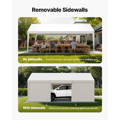 Carportdach 3x6 Meter Heavy Duty Autoabdeckung mit Seitenwänden Weiß