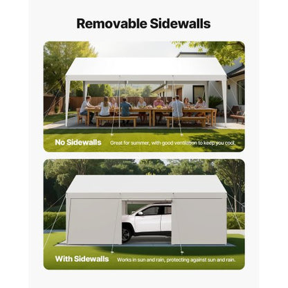 Carportdach 3x6 Meter Heavy Duty Autoabdeckung mit Seitenwänden Weiß