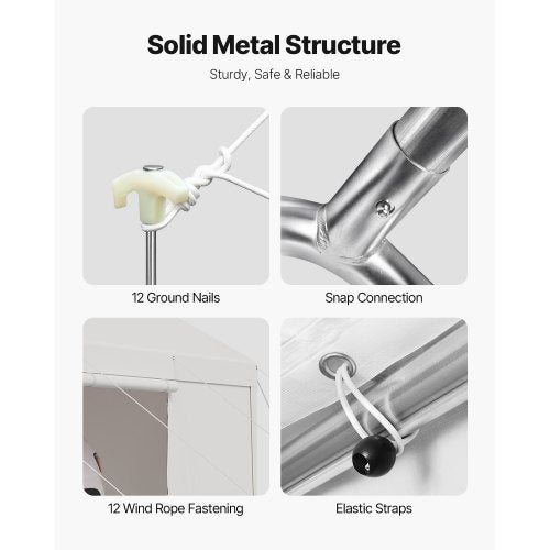 Carporttak 3,5x6,5m Robust Bilskydd med Sidoväggar Grå