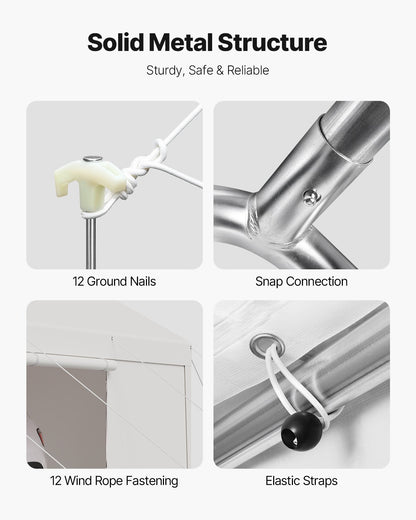 Carport, 12 x 20 FT Outdoor Car Canopy, Potable Carport with Removable Sidewalls & Door, Heavy Duty Car Shelter, UV-Resistant & Water-Resistant, All-Season Protection for Automobile Boat White