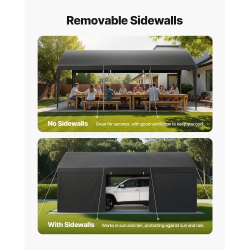 Carportdach 3,5x6,5m Heavy Duty Autoabdeckung mit Seitenwänden Weiß