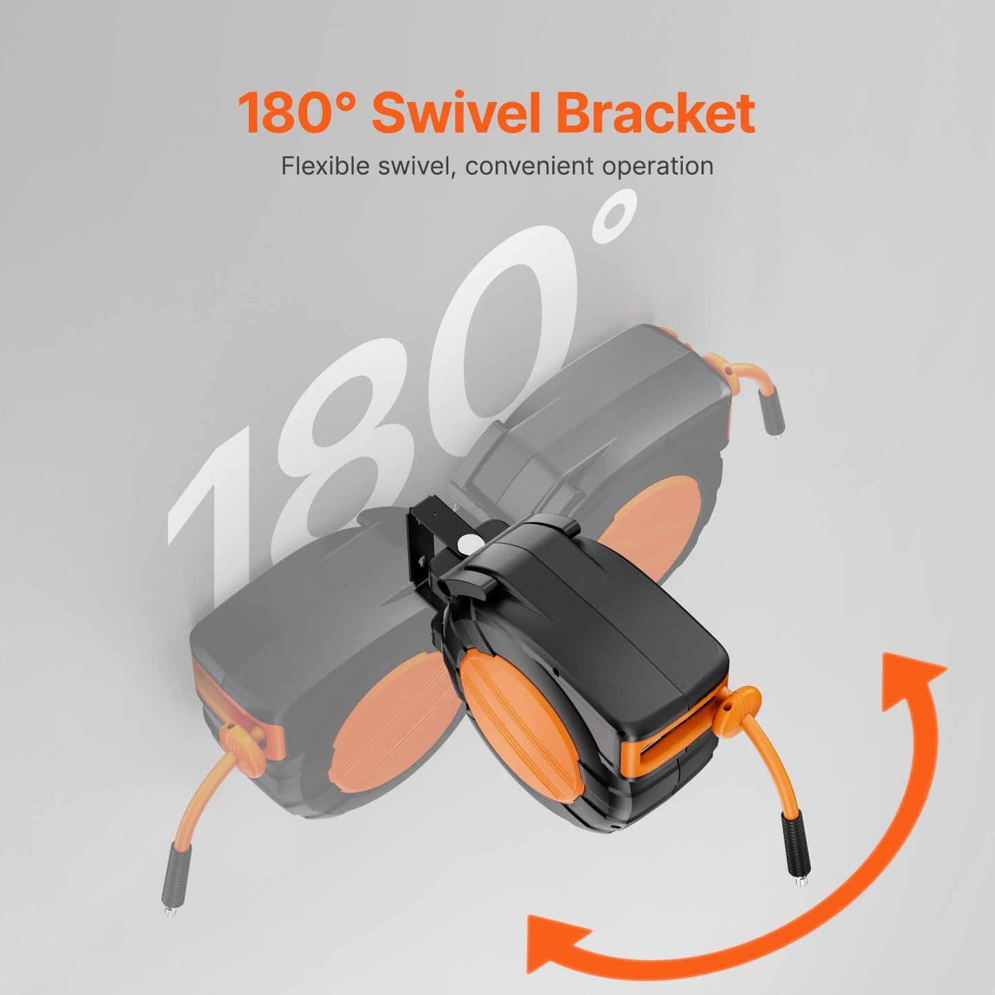 Einziehbare Luftschlauchtrommel 3/8 Zoll x 50 Fuß Hybrid-Luftschlauch geschlossen 300 PSI