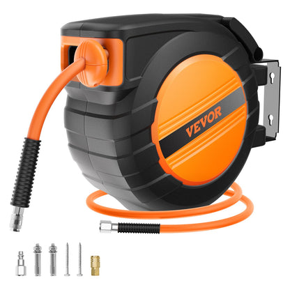 Einziehbare Luftschlauchtrommel 3/8 Zoll x 50 Fuß Hybrid-Luftschlauch geschlossen 300 PSI