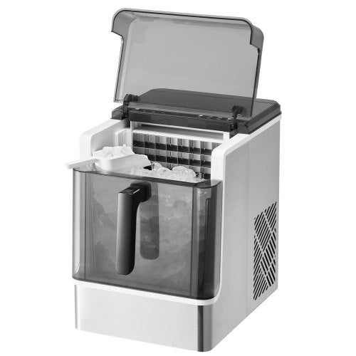 Countertop Ice Maker, 32 Cubes Ready in 15 Mins, 46lbs in 24Hrs, Self-Cleaning Portable Ice Maker with Convenient Ice Transfer, Ice Machine with 3 Sizes Ice Cube for Home Kitchen Office Party