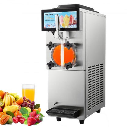 Commercial Slushy Machine, 12L / 3.17 Gal Single Tank, Cool and Freeze Modes, Stainless Steel Margarita Smoothie Frozen Drink Maker, Slushie Machine for Party Cafes Restaurants Bars Home