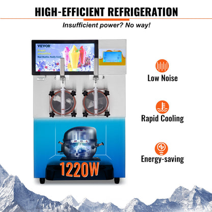 8L / 2,1 Gal dubbelskål kommersiell Slushy Machine Margarita Smoothie Frozen Drink