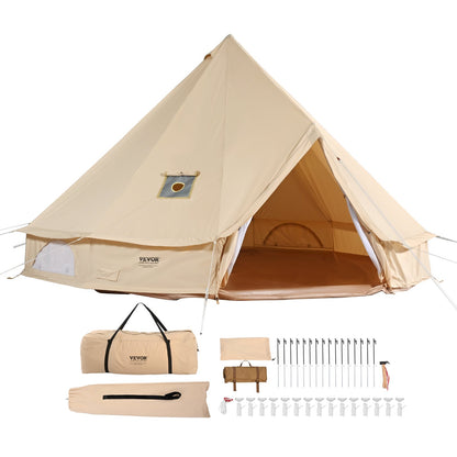 Canvas Bell Tent, 4 Seasons 7 m/22,97 ft Jurt-tält, Canvas-tält för camping med spisjack, andningsbart tält Rymmer upp till 12 personer, familjecamping utomhusjaktfest