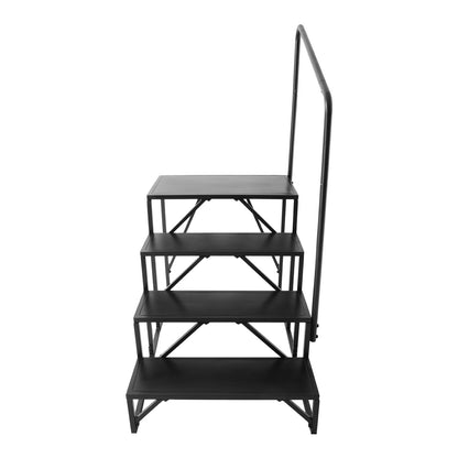 Wohnmobil-Stufe, 4-stufige Wohnmobiltreppe, 200 kg Tragkraft, verdickter Kohlenstoffstahl, mit Handlauf, rutschfeste Stufen für sicheren Ein- und Ausstieg, geeignet für Wohnmobil, Anhänger, Wohnmobil-Stufe