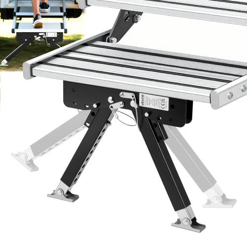 RV Step Stabilizer, Height Adjustable Step Stabilizer Kit, Camper Stair Stabilizers with Powder Coated Steel for 5th Wheels, Travel Trailers and Motorhomes, Adjustable from 3 inch to 15 inch