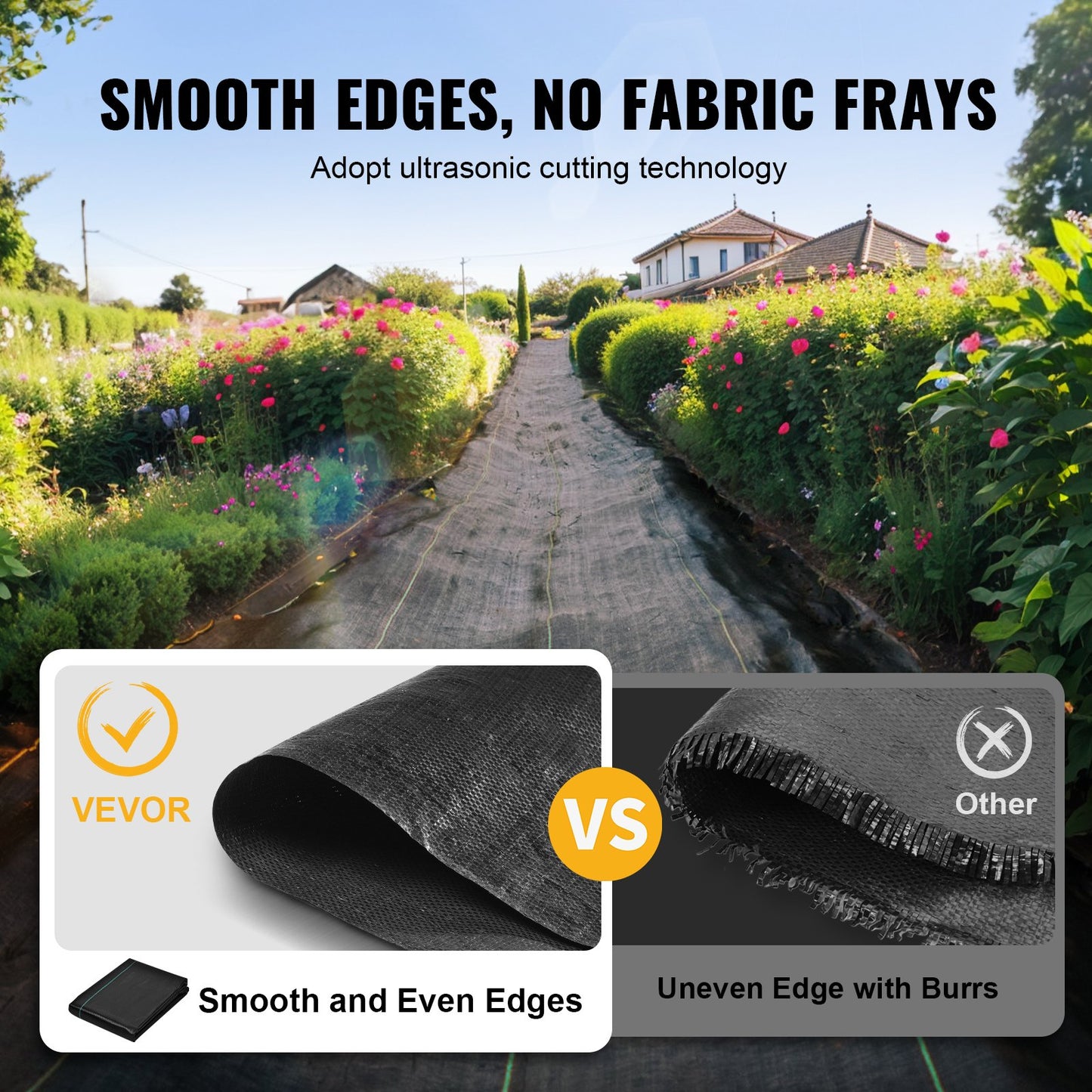 Garden Weed Barrier Fabric, 5.8 OZ Heavy Duty Landscape Fabric, 4ft x 100ft Weed Block Control for Garden Ground Cover, Woven Geotextile Fabric for Landscaping, Gardening, Underlayment, Black