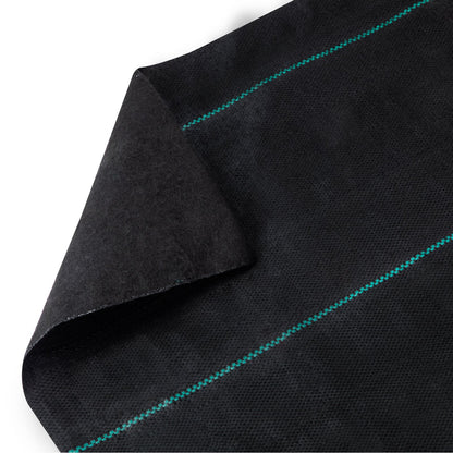 Unkrautvlies für die Landschaftsgestaltung, 1,5 x 76 m, 140 g, hochwertige gewebte Bodenabdeckung, strapazierfähiges PP-Material und einfache Installation, einlagig, für Garten, Rasen, Auffahrt im Freien, Schwarz