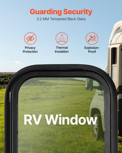 Vertical RV Window, 12" W x 22" H Tinted Sliding RV Window with Net Screen & Trim Ring, Fit 15/16" - 1 3/4" Thickness Wall, RV Window Replacement for Teardrop Cargo Trailer Camper, DOT Approved
