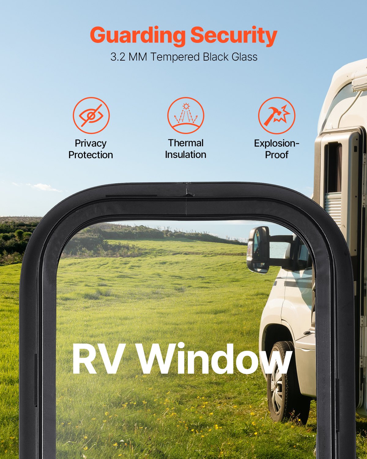 Vertical RV Window, 12" W x 24" H Tinted Sliding RV Window with Net Screen & Trim Ring, Fit 15/16" - 1 3/4" Thickness Wall, RV Window Replacement for Teardrop Cargo Trailer Camper, DOT Approved