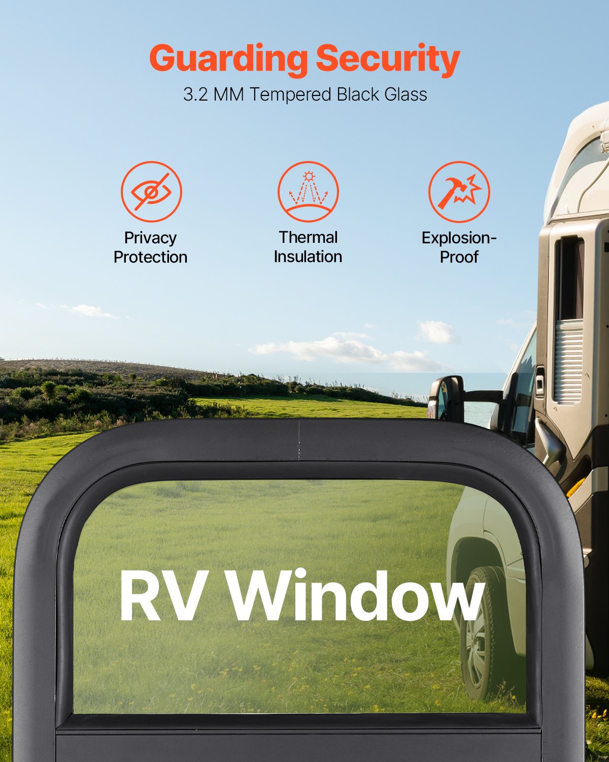 Vertical RV Window, 14" W x 16" H Tinted Sliding RV Window with Net Screen & Trim Ring, Fit 15/16" - 1 3/4" Thickness Wall, RV Window Replacement for Teardrop Cargo Trailer Camper, DOT Approved