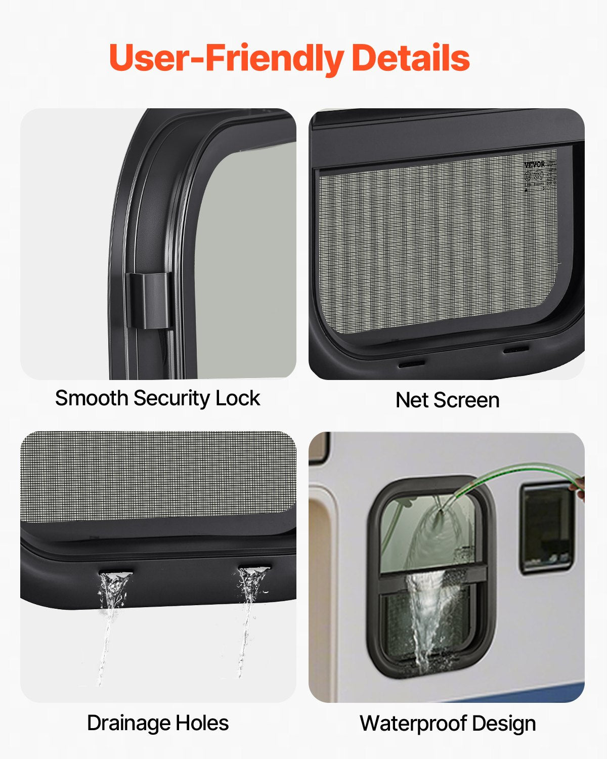 Vertical RV Window, 14" W x 16" H Tinted Sliding RV Window with Net Screen & Trim Ring, Fit 15/16" - 1 3/4" Thickness Wall, RV Window Replacement for Teardrop Cargo Trailer Camper, DOT Approved
