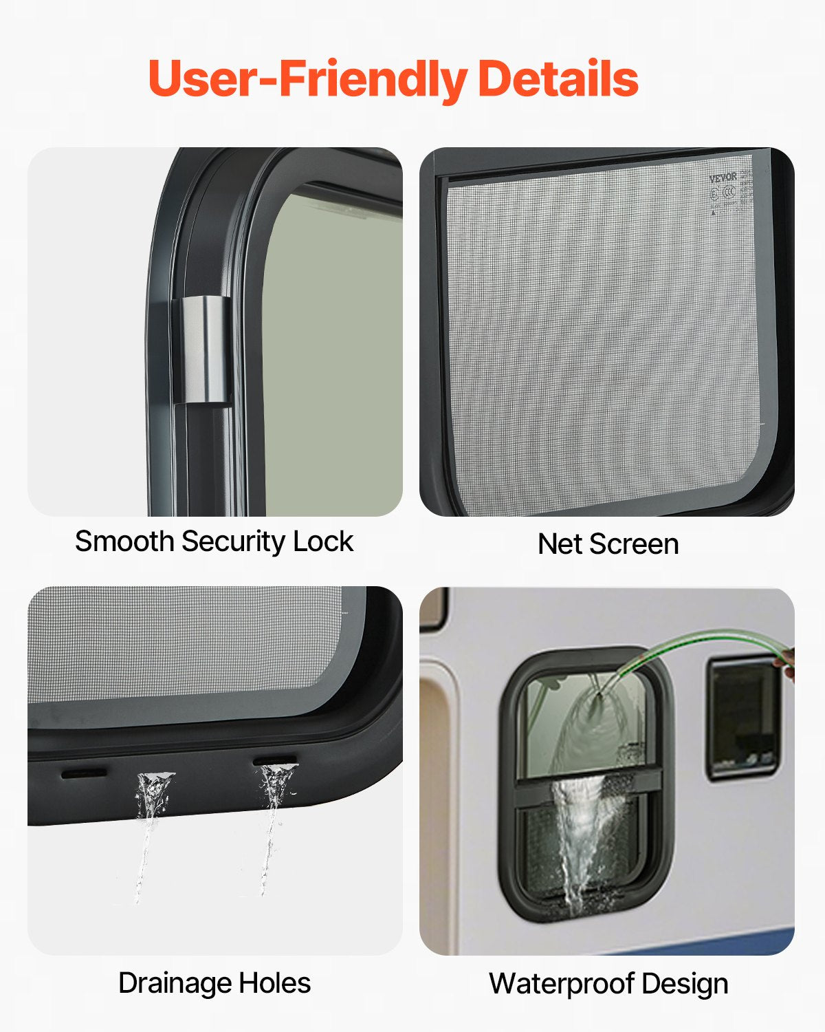 Vertical RV Window, 14" W x 22" H Tinted Sliding RV Window with Net Screen & Trim Ring, Fit 15/16" - 1 3/4" Thickness Wall, RV Window Replacement for Teardrop Cargo Trailer Camper, DOT Approved
