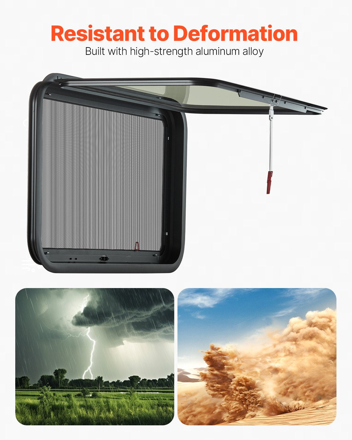 RV Exit Window, 36" W x 22" H Tinted RV Window with Net Screen and Trim Ring, Fit for 1 1/4" - 1 13/16" Thickness Wall, RV Window Replacement for Teardrop Cargo Trailer Camper, DOT Approved