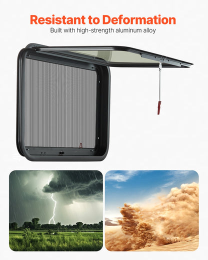 RV Exit Window, 36" W x 22" H Tinted RV Window with Net Screen and Trim Ring, Fit for 1 1/4" - 1 13/16" Thickness Wall, RV Window Replacement for Teardrop Cargo Trailer Camper, DOT Approved