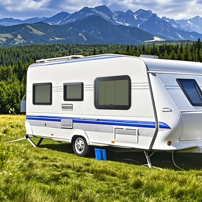 RV Exit Window, 36" W x 22" H Tinted RV Window with Net Screen and Trim Ring, Fit for 1 1/4" - 1 13/16" Thickness Wall, RV Window Replacement for Teardrop Cargo Trailer Camper, DOT Approved