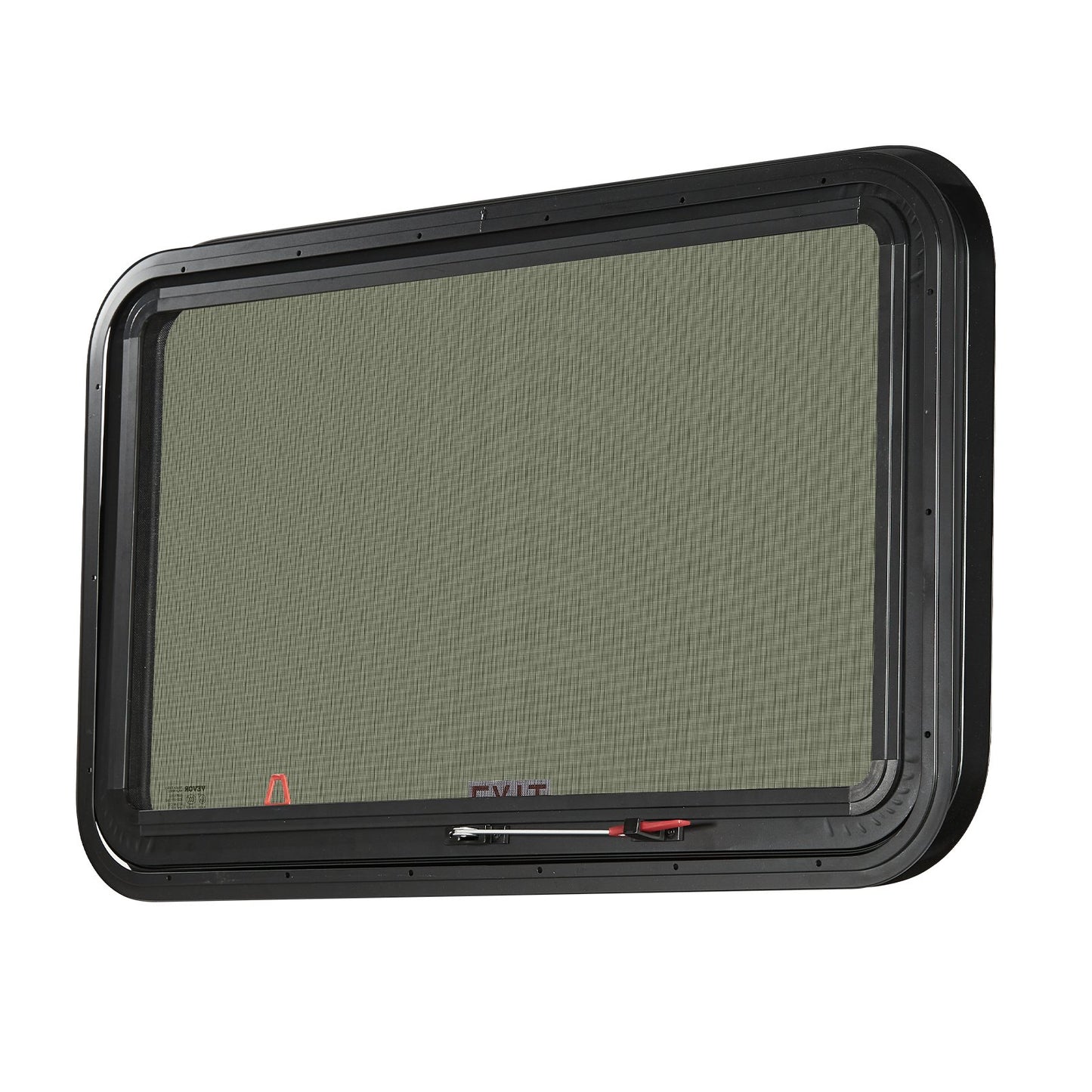 RV Exit Window, 36" W x 22" H Tinted RV Window with Net Screen and Trim Ring, Fit for 1 1/4" - 1 13/16" Thickness Wall, RV Window Replacement for Teardrop Cargo Trailer Camper, DOT Approved