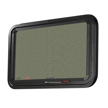 RV Exit Window, 36" W x 22" H Tinted RV Window with Net Screen and Trim Ring, Fit for 1 1/4" - 1 13/16" Thickness Wall, RV Window Replacement for Teardrop Cargo Trailer Camper, DOT Approved