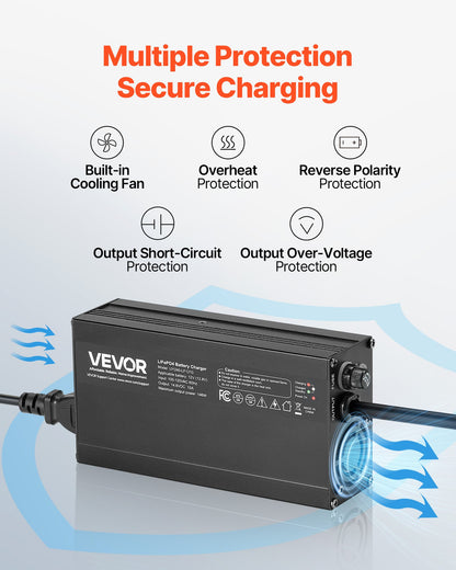 12V 10A Lithium Battery Charger, 14.6V, AC-DC LiFePO4 Smart Charger, with Anderson Connector, LED Indicator, 0V Activation, for Lithium LiFePO4 Deep Cycle Rechargeable Batteries of Boat, RV