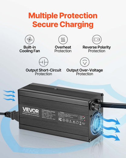 12V 20A Lithium Battery Charger, 14.6V, AC-DC LiFePO4 Smart Charger, with Anderson Connector, LED Indicator, 0V Activation, for Lithium LiFePO4 Deep Cycle Rechargeable Batteries of Boat, RV