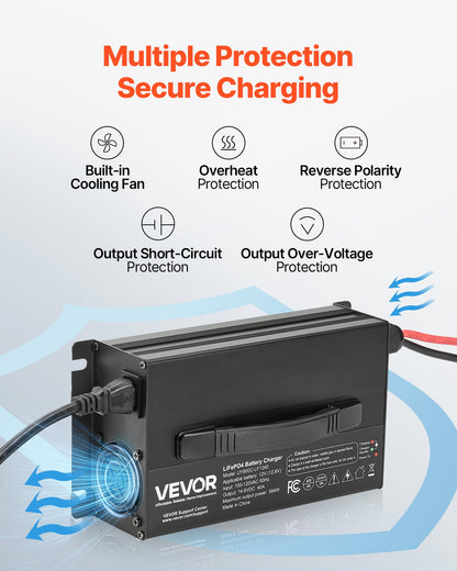 12V 40A Lithium Battery Charger, 14.6V, AC-DC LiFePO4 Smart Charger, with Anderson Connector, LED Indicator, 0V Activation, for Lithium LiFePO4 Deep Cycle Rechargeable Batteries of Boat, RV