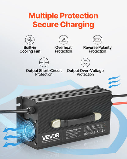 12V 80A Lithium Battery Charger, 14.6V, AC-DC LiFePO4 Smart Charger, with Anderson Connector, LED Indicator, 0V Activation, for Lithium LiFePO4 Deep Cycle Rechargeable Batteries of Boat, RV