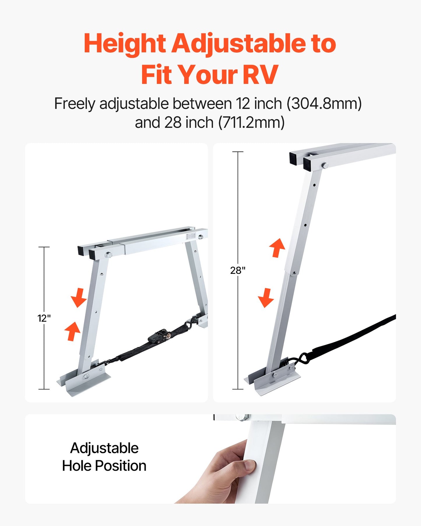 Universal RV Stabilizer, RV Bumper Stabilizer for Trailers, Campers, Fifth Wheel, Compact Foldable Design for Easy Storage, Adjustable Height from 12 inch to 28 inch, Reduces RV Wobble, 1 Pack