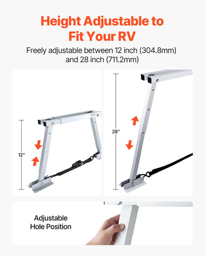 Universal RV Stabilizer, RV Bumper Stabilizer for Trailers, Campers, Fifth Wheel, Compact Foldable Design for Easy Storage, Adjustable Height from 12 inch to 28 inch, Reduces RV Wobble, 1 Pack