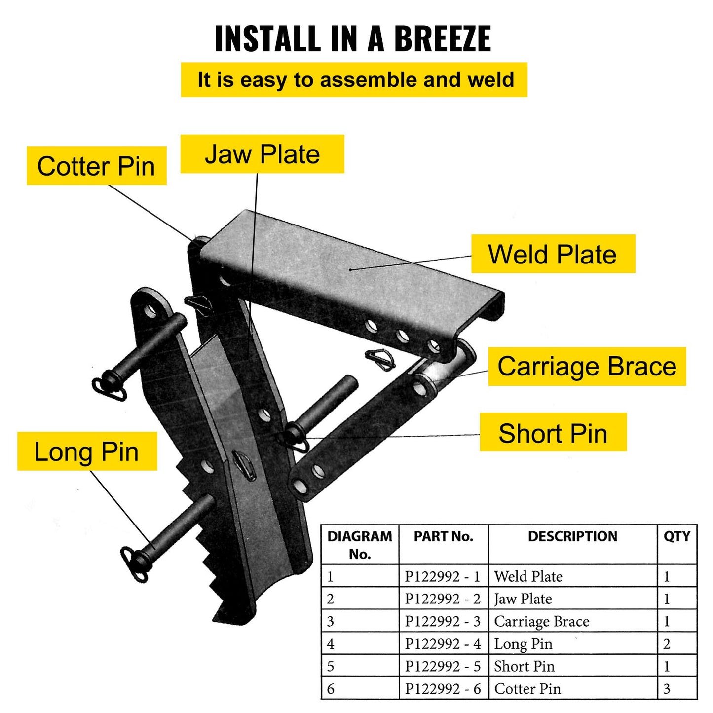 Excavator Thumb Attachment, 36 Inch Adjustable Extreme Welding On Excavator Thumb Claw Clamp 1/2 Inch Teeth Thick Steel Plate 16 MM Mounting Bolt-On Design