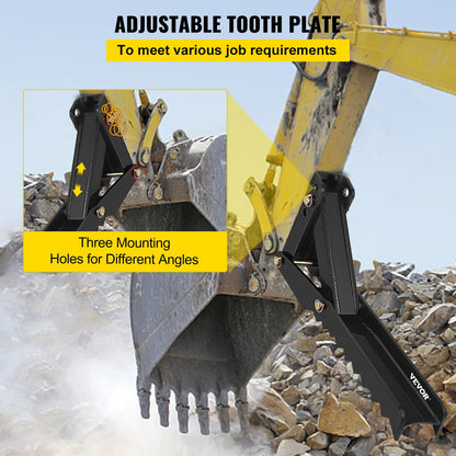 Excavator Thumb Attachment, 36 Inch Adjustable Extreme Welding On Excavator Thumb Claw Clamp 1/2 Inch Teeth Thick Steel Plate 16 MM Mounting Bolt-On Design