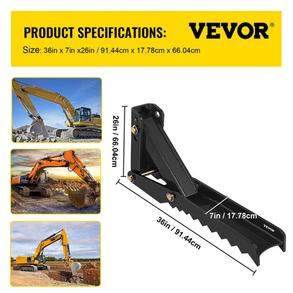 Excavator Thumb Attachment, 36 Inch Adjustable Extreme Welding On Excavator Thumb Claw Clamp 1/2 Inch Teeth Thick Steel Plate 16 MM Mounting Bolt-On Design