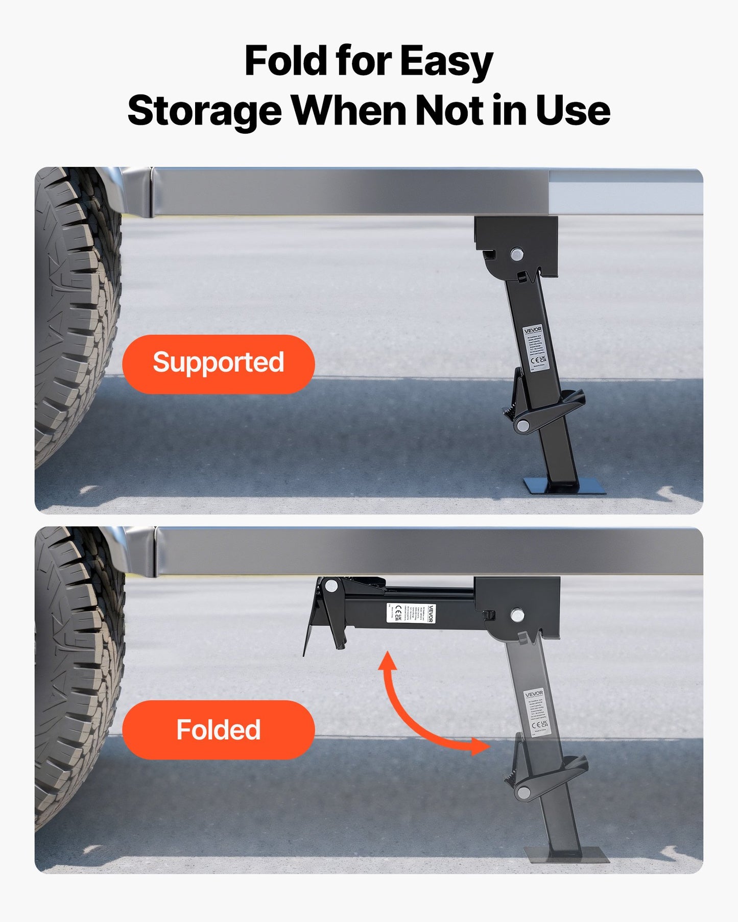 Telescoping Stabilizer Jack, 2PCS Telescoping Folding Trailer Jack, Trailer Swing Down Stabilizer Jack for RV Trailer, Supports 1000lbs Capacity Each, Adjustable from 11.7 inch to 18.2 inch