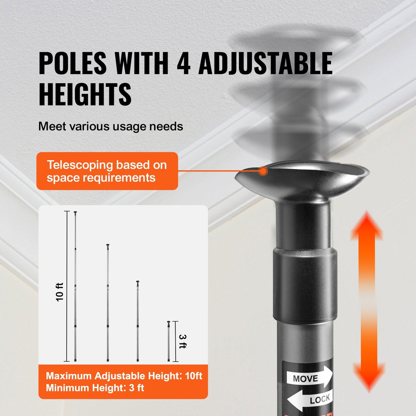 Dust Barrier Poles, Carry Bag, 10 Ft Poles with 4 Telescoping Poles, and 32.8x13.12 Ft Plastic Film, for Interior Decoration and Painting Projects