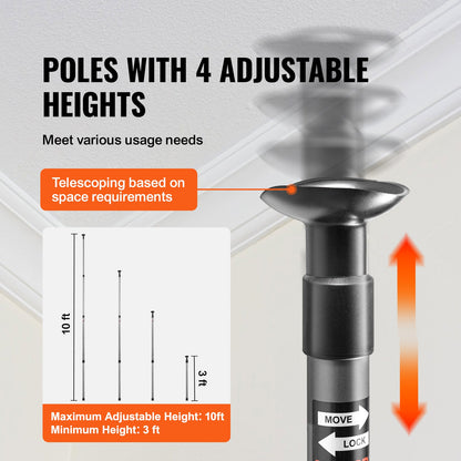 Dust Barrier Poles, Carry Bag, 10 Ft Poles with 4 Telescoping Poles, and 32.8x13.12 Ft Plastic Film, for Interior Decoration and Painting Projects