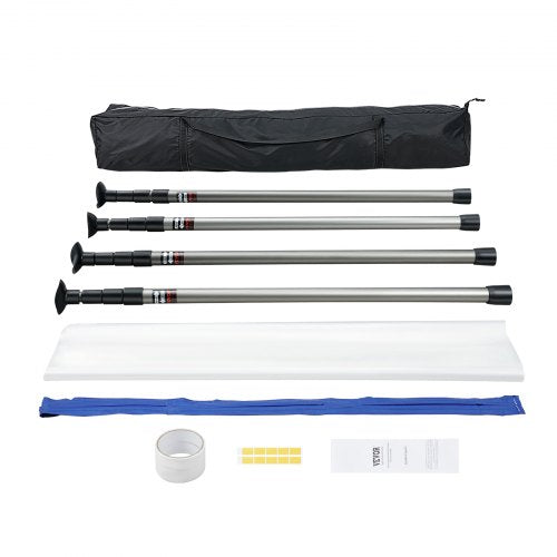 Dust Barrier Poles, 10 Ft Barrier Poles, Dust Barrier System with 4 Telescoping Poles, Carry Bag and 32.8x13.12 Ft Plastic Film, for Interior Decoration, Painting