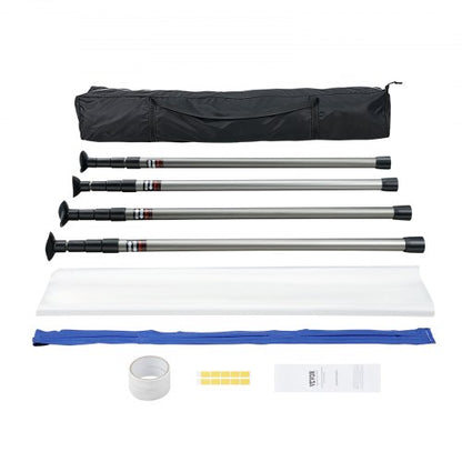 Dust Barrier Poles, 10 Ft Barrier Poles, Dust Barrier System with 4 Telescoping Poles, Carry Bag and 32.8x13.12 Ft Plastic Film, for Interior Decoration, Painting