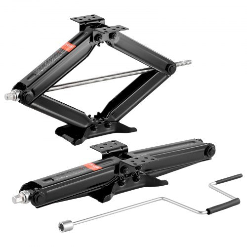 5000 lbs RV Scissor Jacks, 4-23.4 in RV Stabilizer Leveling Scissor Jacks, Set of 2, Heavy Duty Stabilizer Jack with Crank Handle, Socket and Bubble Levels, Not Easily Bent or Deformed