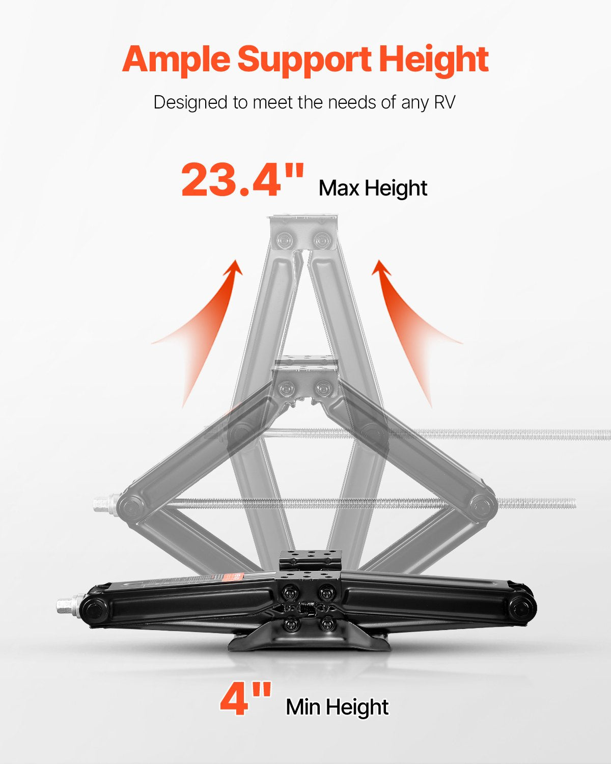 9000 lbs RV Scissor Jacks, 4-23.4 in RV Stabilizer Leveling Scissor Jacks, Set of 2, Heavy Duty Stabilizer Jack with Crank Handle, Socket and Bubble Levels, Not Easily Bent or Deformed
