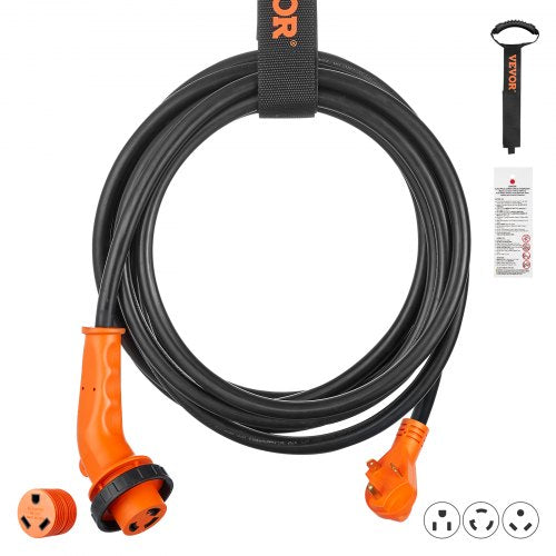 25 ft RV Power Cord Generator Cord 30A NEMA TT-30P/ NEMA L5-30R ETL Listed