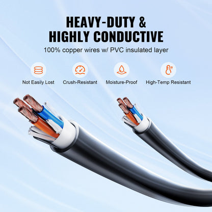 25 ft RV Power Cord Generator Cord 30A NEMA TT-30P/ NEMA L5-30R ETL Listed