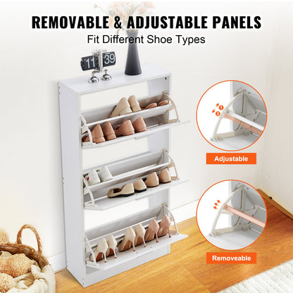 Schuhschrank mit 3 Klappschubladen Schuhschrank für den Eingangsbereich