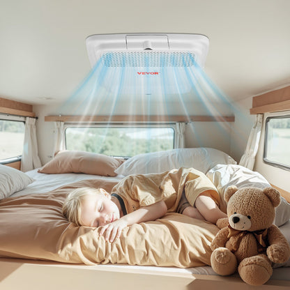 RV Air Conditioner, 15000 BTU Non-Ducted Rooftop RV AC Unit, 65 dB Quiet Design, Including Air Distribution Box, Operation Panel and Installation Hardware, for Campers, Vans, Trailers, White