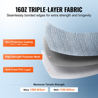 RV Awning Fabric Replacement, 17'2" Fabric Length for 18' Awning, Heavy Duty 3-Ply 16oz PVC Camper Awning Fabric, Waterproof & UV Protection Outdoor Canopy for RV, Trailer, Motorhome, Blue Fade